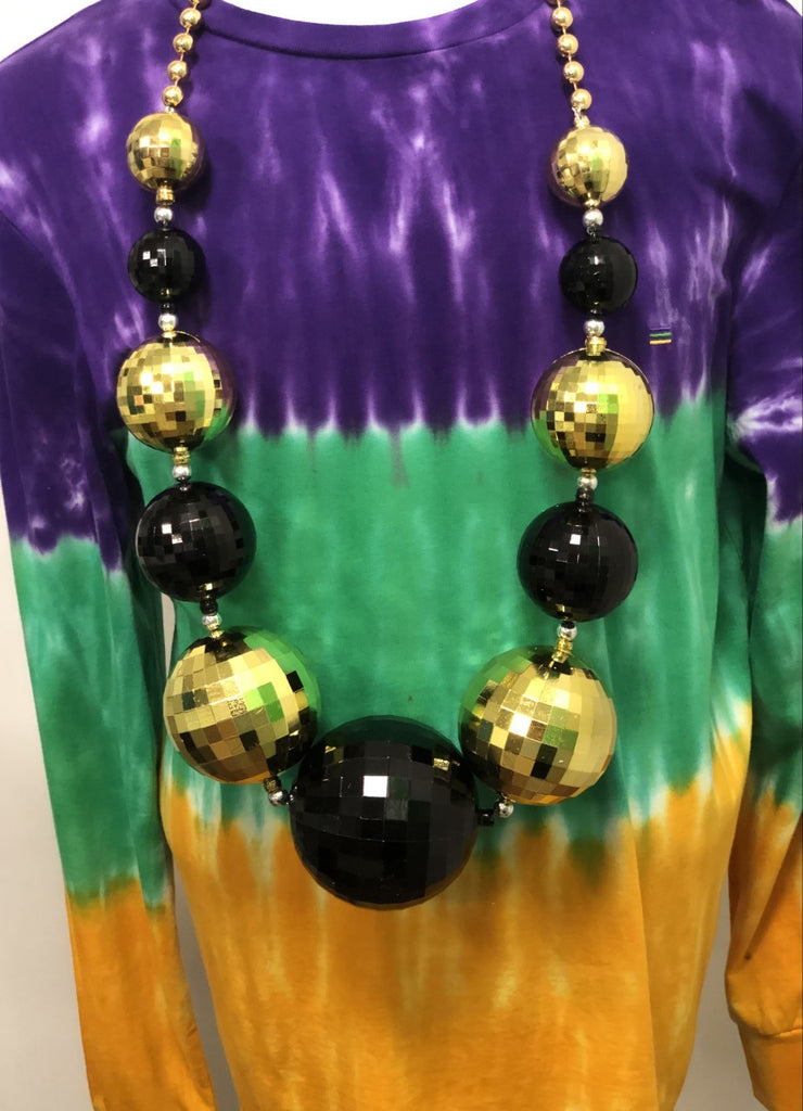 Black & Gold Disco Big Ball Bead Mardi Gras Creations