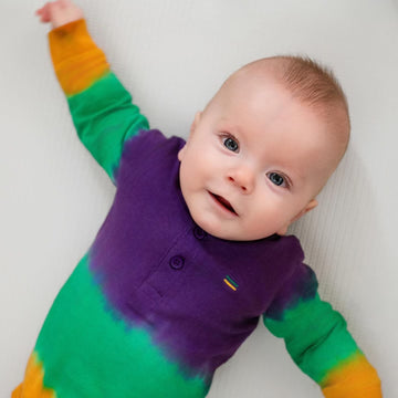 Grenouillère bébé rayée Tie-Dye à manches longues