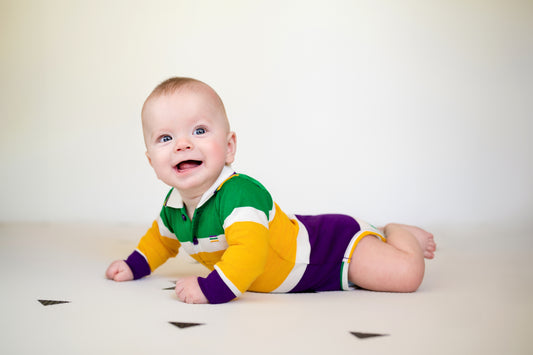 Thick Stripe Rugby Infant Onesie Long Sleeve