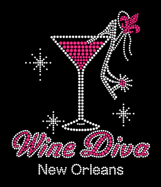 Wine Diva Rhinestone Shirt with Stiletto T-Shirt (Short or Long Sleeve)