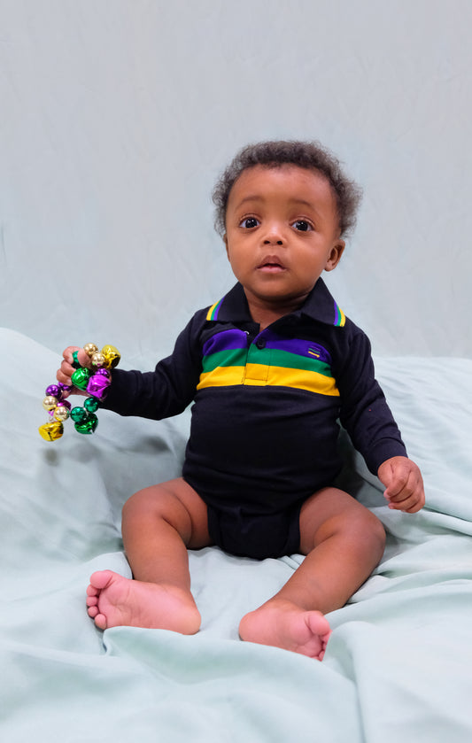Black Chest Stripe Infant Onesie Long Sleeve