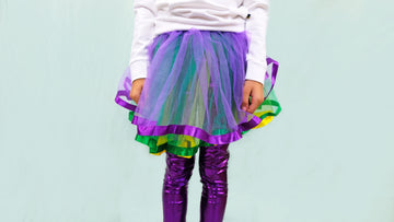 Tutu violet, vert et or pour jeune