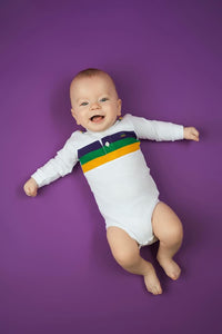 White Chest Stripe Infant Onesie Long Sleeve