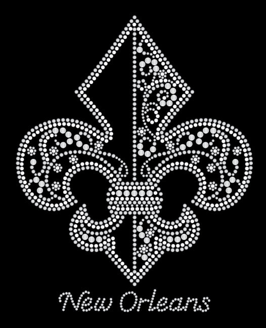 Fleur de Lis Silver Rhinestone with Swirls Tshirt