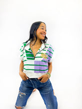 Striped 1/4 Zip Vest Crop Top