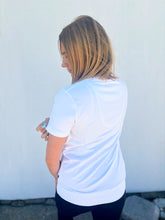 Adult Sequin Stripe French Terry Short Sleeve Shirt - White