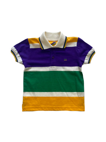Polo de manga corta de rayas gruesas para niños pequeños
