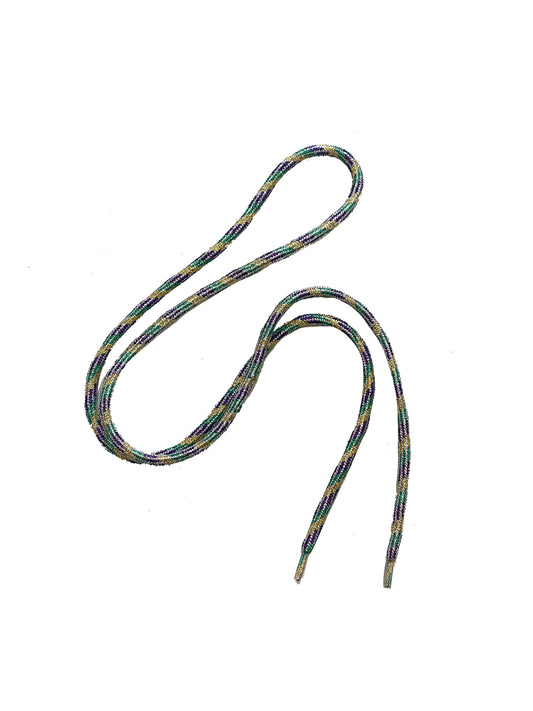Silver Mardi Gras Shoelaces