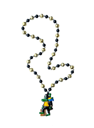 Alligator Pirate Medallion on Black and Gold Specialty Bead