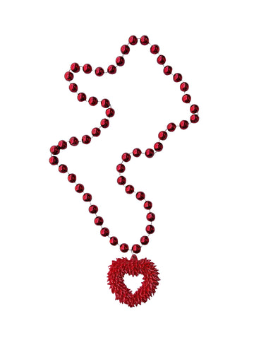 Medallón de chiles de corazón rojo sobre cuenta roja