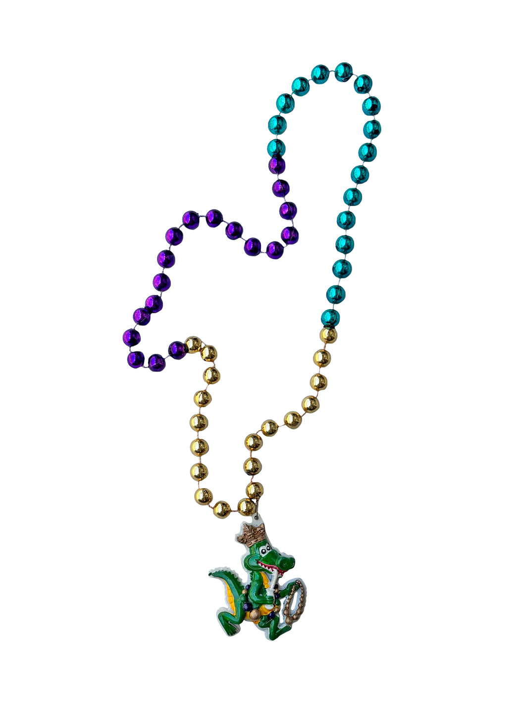 Mardi Gras Alligator Carrying Beads on Multicolor Specialty Bead