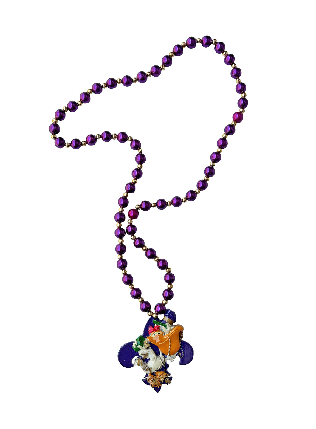 Pelican Fleur de Lis Medallion on Purple and Gold Specialty Bead