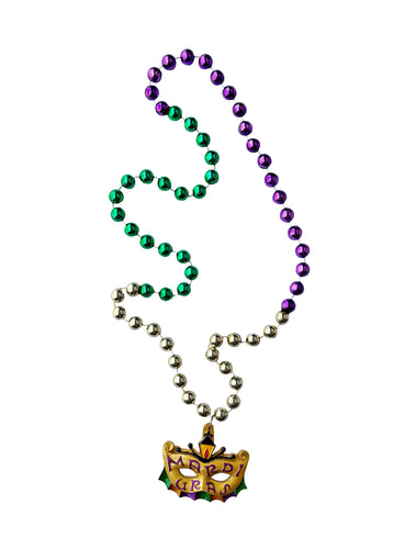 Mardi Gras Mask on Purple, Green, and Gold Specialty Bead