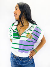 Striped 1/4 Zip Vest Crop Top