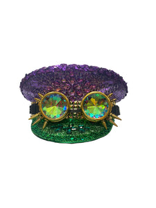 Conductor Hat - Purple, Green, Gold with Goggles