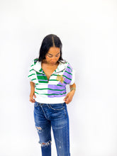 Striped 1/4 Zip Vest Crop Top