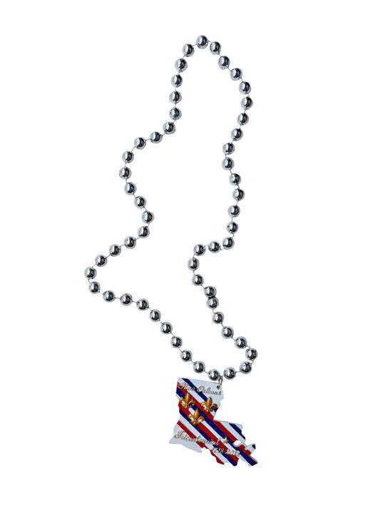 New Orleans Tricentennial Louisiana State Medallion with Silver Specialty Beads