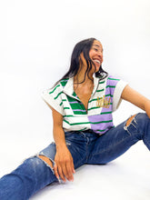 Striped 1/4 Zip Vest Crop Top