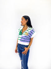 Striped 1/4 Zip Vest Crop Top