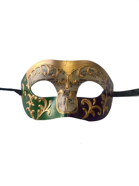 Demi-masque notes de musique et volutes
