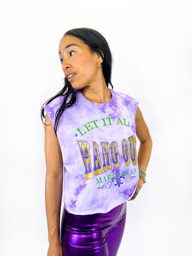 “Let It All Hang Out” Purple Tie Dye Tank Crop Top