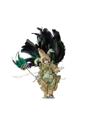 Muñeco de bufón pequeño con plumas desmontables