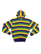 Purple Green Gold All Over Stripe Zip Up Sweatshirt Hoodie