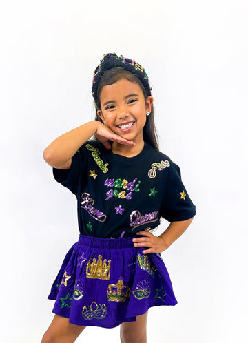 Sudadera de felpa francesa de manga corta Mardi Explosion para jóvenes - Negro