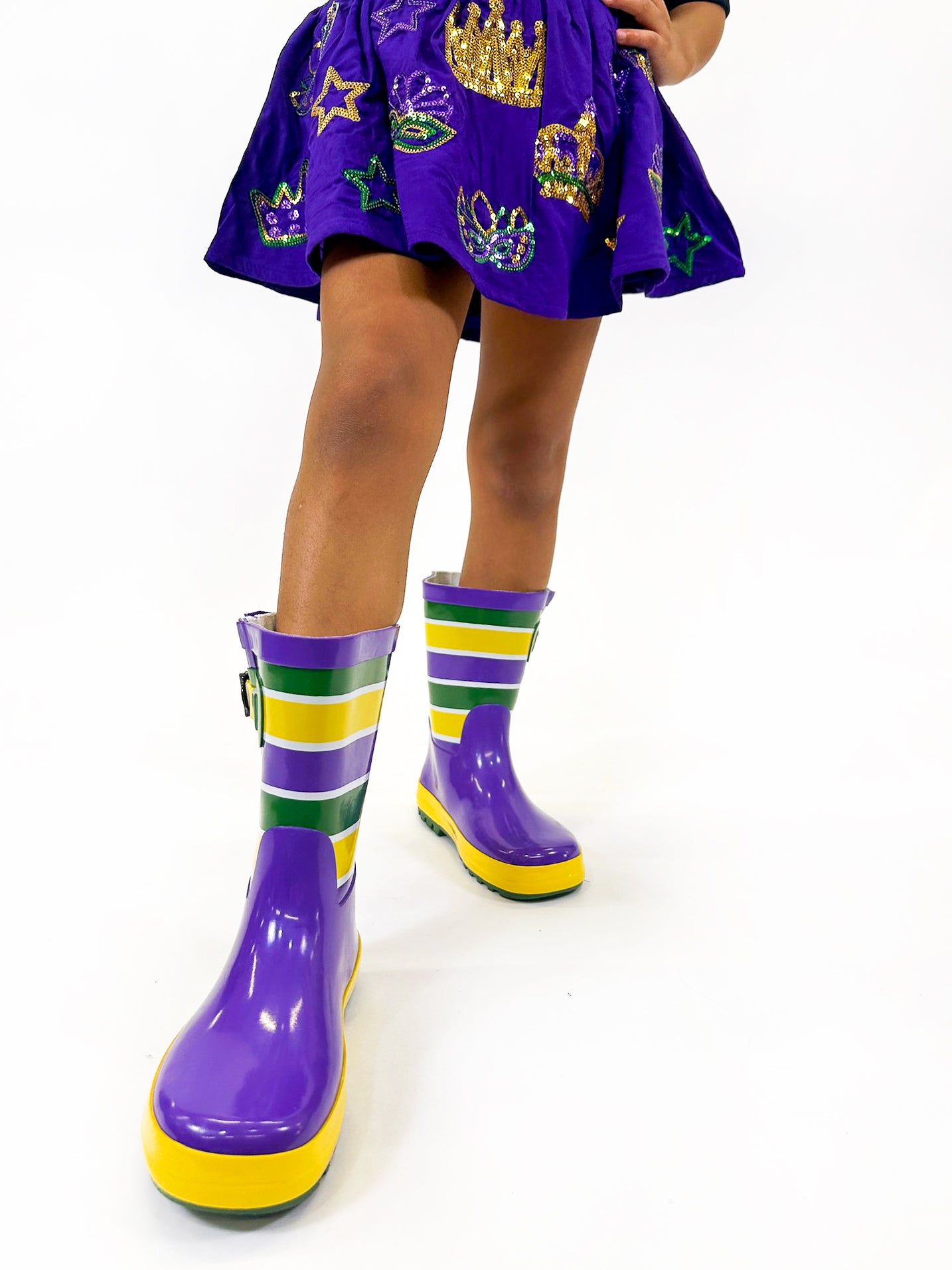 Unisex Striped Rain Boots - Youth – Mardi Gras Creations