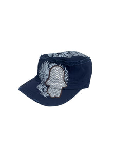 White Cap with a Sequined Hamsa Symbol