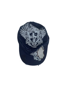 White Cap with a Sequined Hamsa Symbol