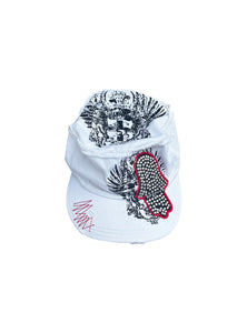 White Cap with a Sequined Hamsa Symbol
