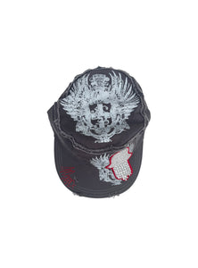 White Cap with a Sequined Hamsa Symbol