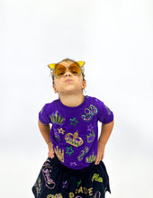 Toddler Short Sleeve Crown and Masks Lightweight Pullover – Purple