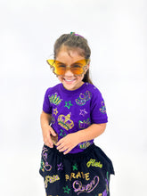 Toddler Short Sleeve Crown and Masks Lightweight Pullover – Purple