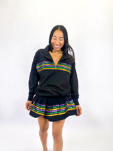 Adult Sequin Chest Stripe 1/4 Zip Pullover – Black