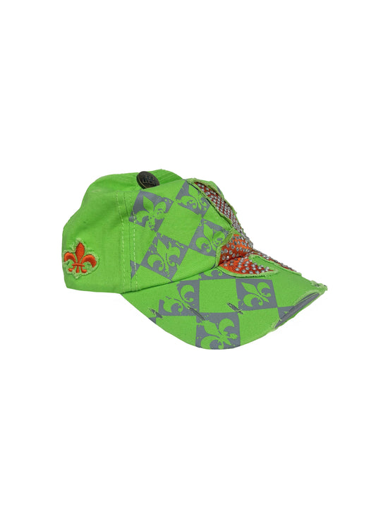 Imprimé abstrait ombre strass casquette fleur de lys