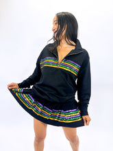 Adult Sequin Chest Stripe 1/4 Zip Pullover – Black