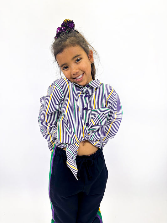 Youth Unisex Pinstripe Button Up Shirt