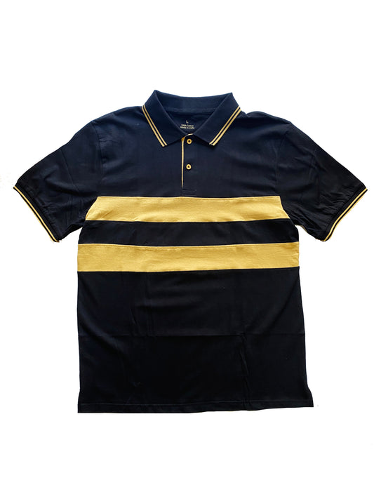 Black and Gold Adult Short Sleeve Chest Stripe
