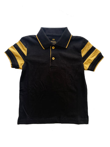 T-shirt jeune à manches courtes avec rayures sur les bras noir et or