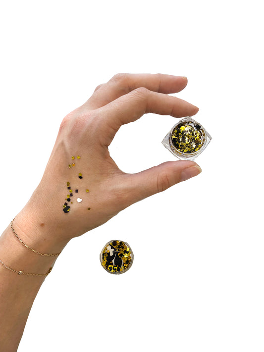 Paillettes corporelles noires et or