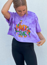 Mardi Gras Jesters Short Sleeve Purple Tie Dye Crop Top