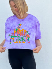 Mardi Gras Jesters Short Sleeve Purple Tie Dye Crop Top