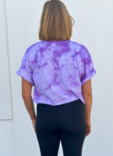 Rhinestone Fleur de Lis Purple Tie Dye Crop Top