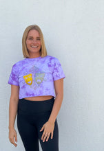 Rhinestone and Glitter Mask Purple Tie Dye Crop Top