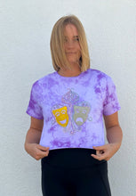 Rhinestone and Glitter Mask Purple Tie Dye Crop Top