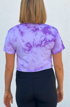 Rhinestone and Glitter Mask Purple Tie Dye Crop Top