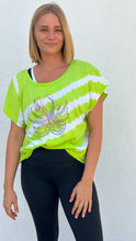 Rhinestone Feather Mask Green Tie Dye Stripe Crop Top