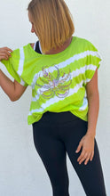 Rhinestone Feather Mask Green Tie Dye Stripe Crop Top